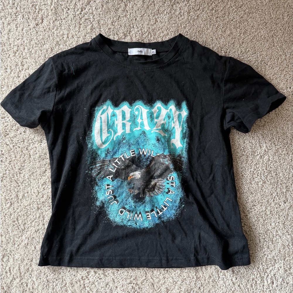 Adika Black Tee with Blue Graphic